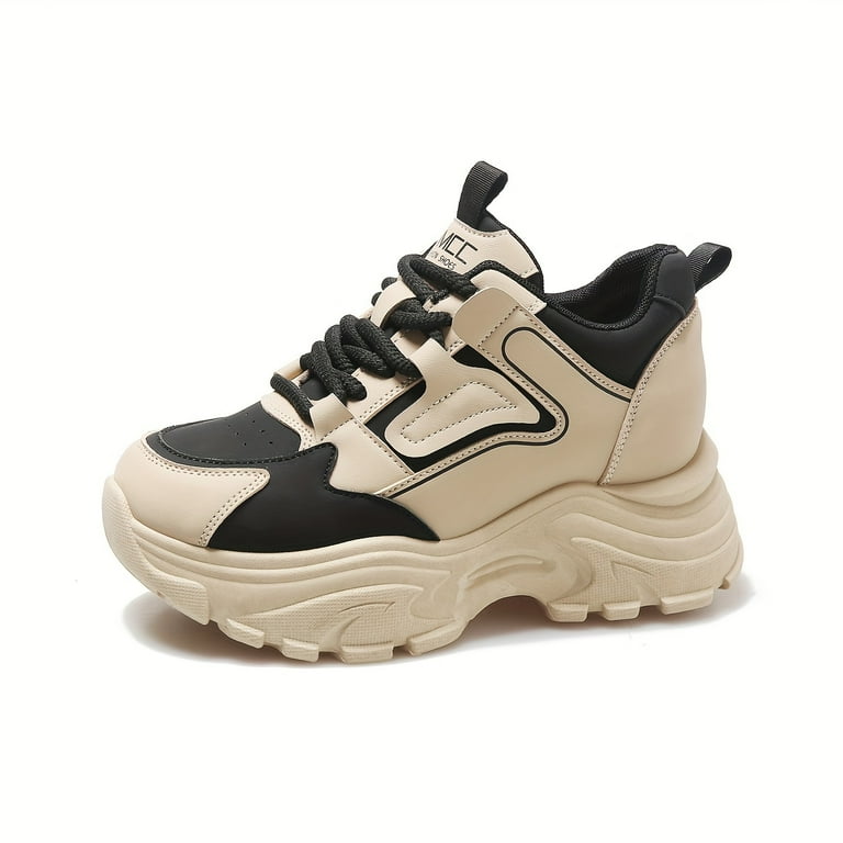ZNGTNGS Women's Fashion Chunky Sneakers Colorblock Low Top
