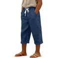 thumbnail image 3 of TGPMGRZ Linen Capri Pants for Girls Kids Fashion 2026 Button Side Elastic Waist Summer Beachwear Navy 5-6 Years, 3 of 6