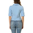 thumbnail image 3 of Allegra K Women's Sweet Short Bubble Sleeve Blouse Peter Pan Collar Peplum Tops, 3 of 6
