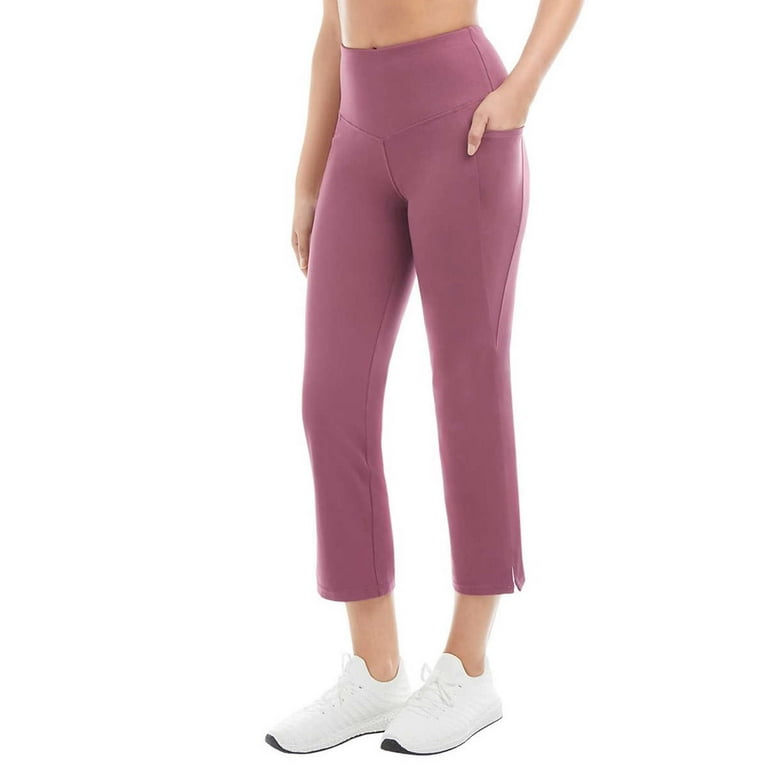 Jockey Ladies' Cropped Slit Flare Activewear Yoga Pants, Nocturne Large 