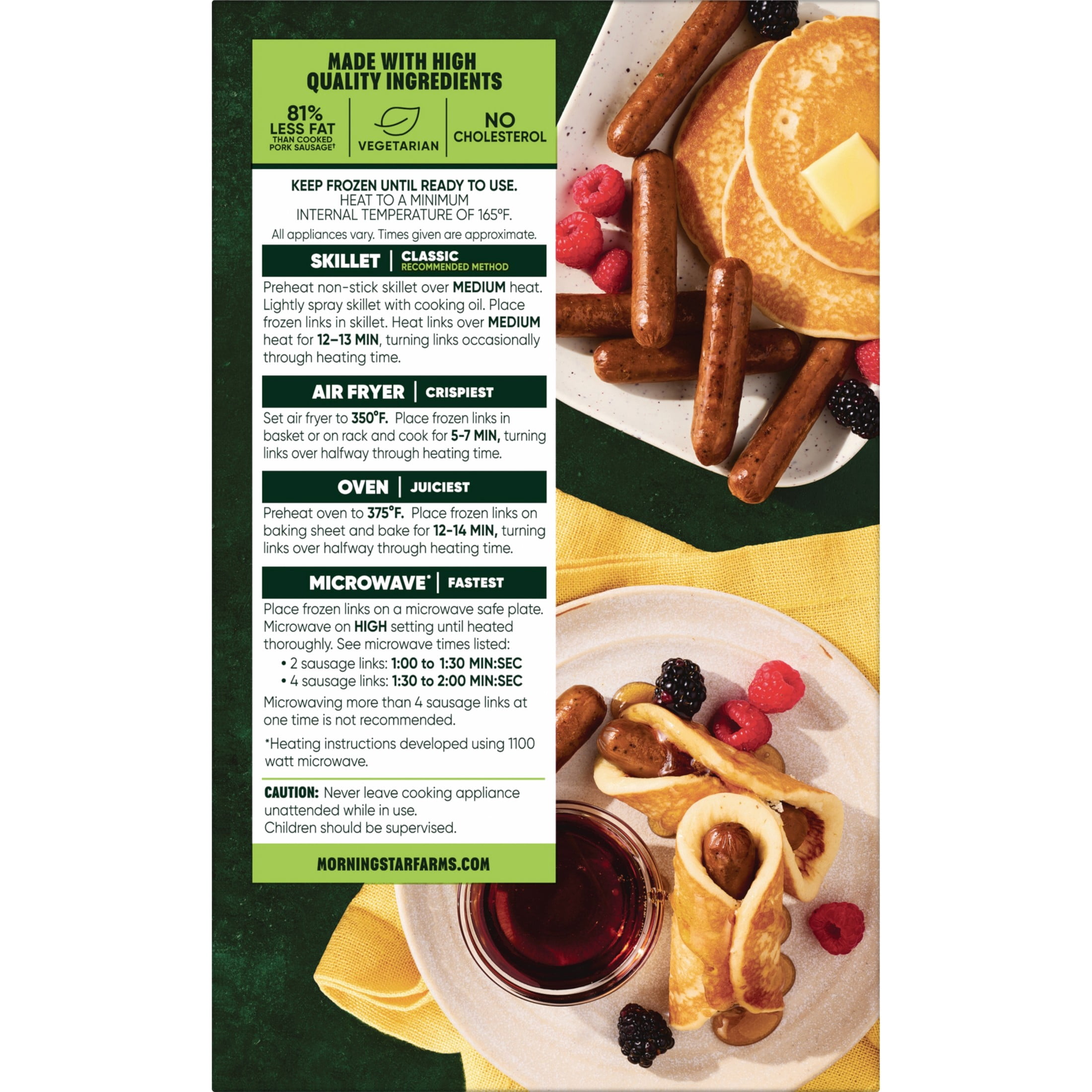 MorningStar Farms Veggie Breakfast Original Plant Based Sausage Links, Vegetarian Meat, 8 oz Box