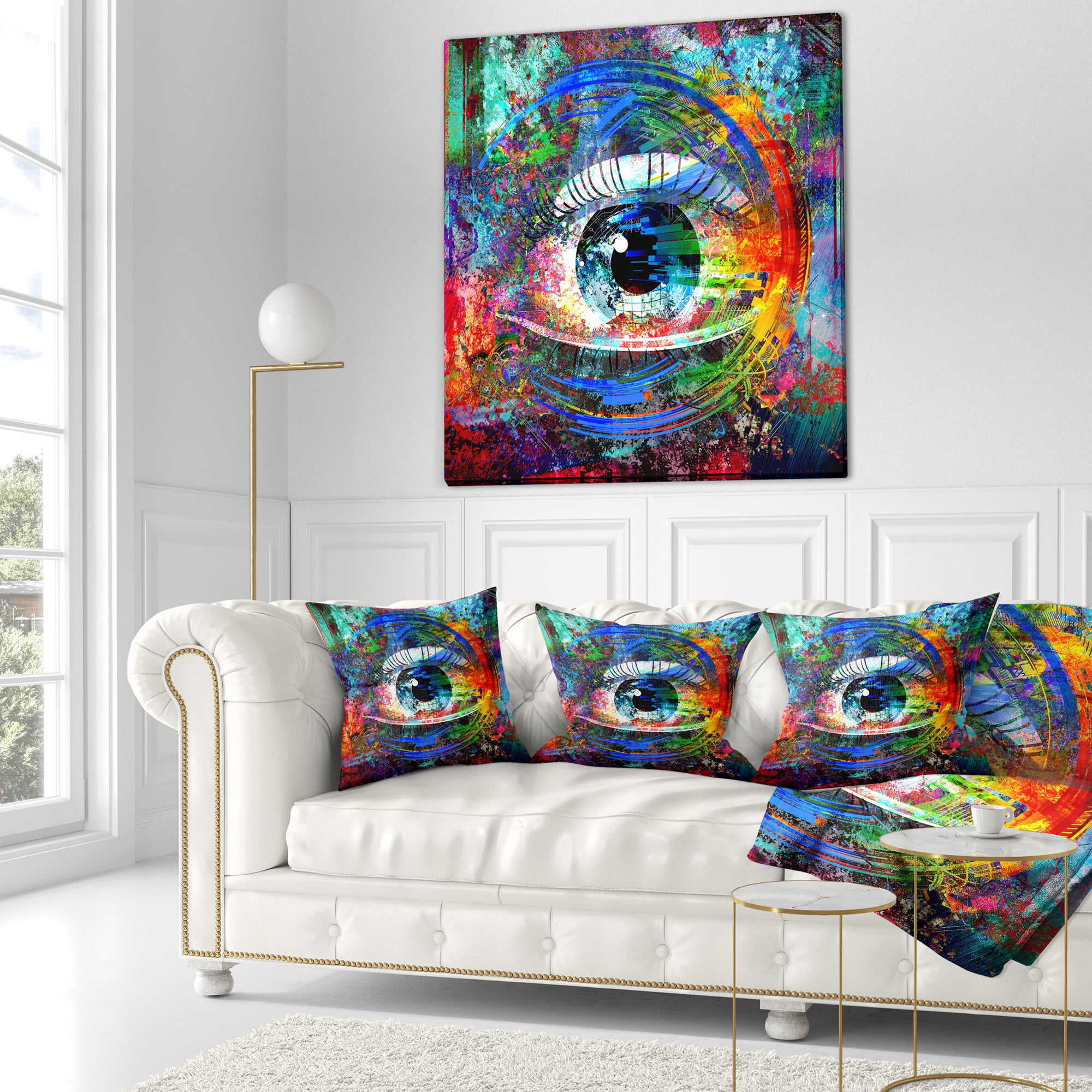 Designart Magic Eye over Abstract Design - Abstract Throw Pillow - 16x16