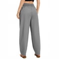 thumbnail image 5 of yuCgh Women's Wide Leg Cropped Casual Elastic Drawstring Waisted Pants with Pockets, Comfortable Harem Pants for Lounge and Outdoor Activities,Gray S, 5 of 6