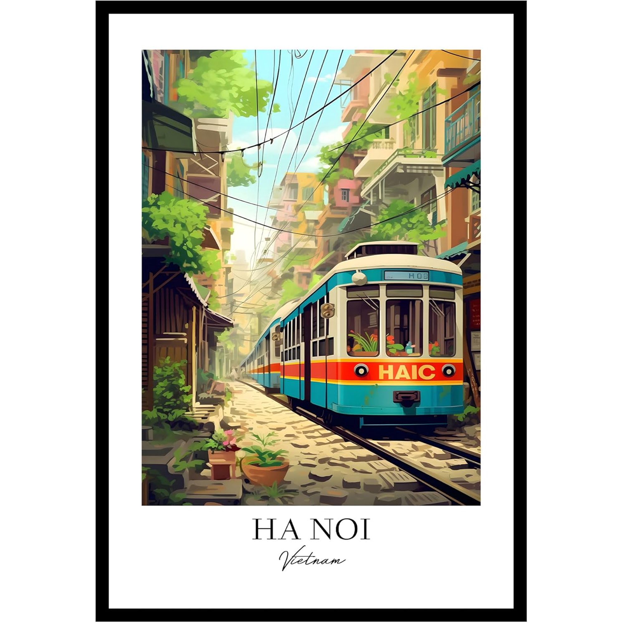 Hanoi Poster Vietnam Poster Hanoi Wall Art Vintage Travel Posters City Wall Art Travel Print Travel Painting For Living Room