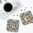 thumbnail image 4 of Honeii Tulips Flowers print Leather Coaster Set of 4, ideal for safeguarding your furniture from drinks spills and effortless cleanup-Square, 4 of 6
