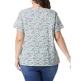 thumbnail image 3 of Agnes Orinda Women's Plus Size Peplum Tops Floral Half Placket Short Sleeves Casual Blouses 2X Pea Green, 3 of 6