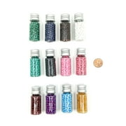 Blue Moon Beads Bright Rainbow Glass Seed Bead Mix for DIY Jewelry Making, 12 Bottles-Unisex, Adult