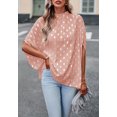 thumbnail image 3 of High Neck Spotted Print Dolman Sleeve Classic Blouse for Women Mauve Pink Medium, 3 of 4