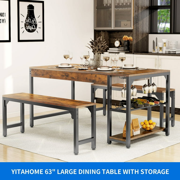 3 piece dining set with storage discount