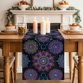 thumbnail image 3 of Boho Floral Cotton Linen Table Runner for Dining Kitchen, Abstract Bohemia Flower Plant Black Wedding Outdoor Party Tablerunners Decoration, Dresser Scarf Coffee Tablecloth Runners 13x90 Inches, 3 of 8