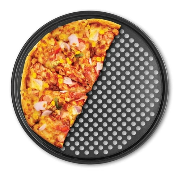 1 Pc Non-Stick Pizza Pan,9 Inch Carbon Steel Pizza Pan,Heat-Resistant Black Pizza Pan,Perforated Pizza Tray for Oven,Easy to Clean Pizza Crisper Pan