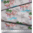 thumbnail image 3 of Soimoi Grey Modal Satin Fabric Palm Tree, & Flamingo Bird Printed Craft Fabric by the Yard 42 Inch Wide, 3 of 3