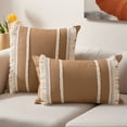 thumbnail image 2 of Unique Bargains 2 Pcs Boho Modern Textured Pillow Cover Tan 18" x 18", 2 of 6