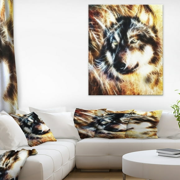 Wolf Multicolor Collage - Abstract Canvas Art Print