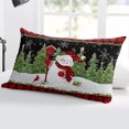 thumbnail image 5 of Red Christmas Throw Pillow Cover,Snowman Pine Tree Snowflake Black Xmas Plaid Rectangle Decorative Pillow Case Protector Soft Cushion Cover Lumbar Pillowcase for Couch Sofa Bedroom Decor 20x26 Inch, 5 of 8