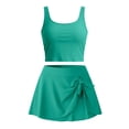 thumbnail image 4 of FDGIU ‌Women's 2 Piece High Waisted Bikini Set Sporty Tummy Control Swimsuit with Swim Skirt Modest Bathing Suit for Beach, 4 of 6
