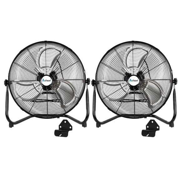 Achazel 20" High Velocity Floor Fan 3-Speed 4650 CFM Industrial Shop Fan Heavy Duty Metal with Wall Mount System for Garage Workshop Commercial 2-Pack