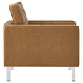 thumbnail image 2 of Modway Loft Tufted Vegan Leather Upholstered Living Room Armchair in Silver Tan, 2 of 8