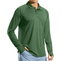 WTOBBY Men's Lightweight Long Sleeve Golf Shirt with Raglan Sleeve and UPF 50  Sun Protection for Sporty Casual Wear Quick Dry Performance Shirt ,Army Green L