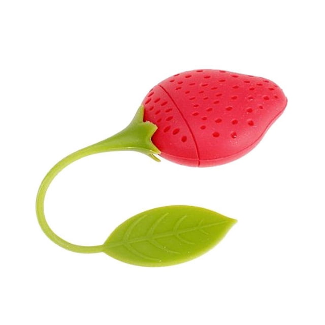 Infusor de té de silicona con forma de fresa (rojo y verde)