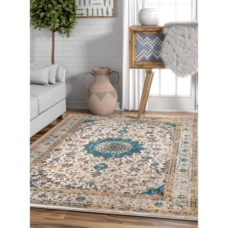 Shabby Rag - Well Woven Djemila Medallion Beige Vintage Persian Floral Oriental 9x13 (9'3