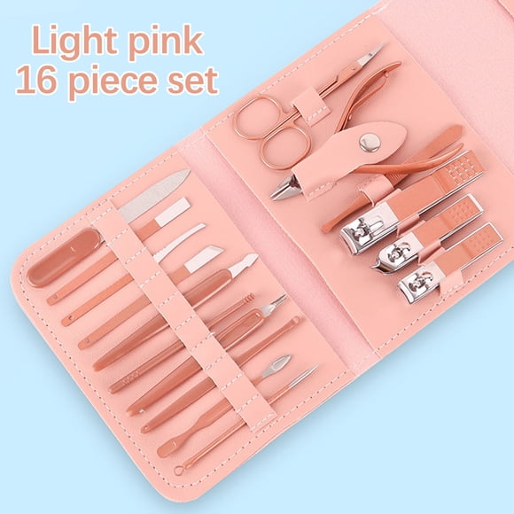 TopLLC Ensemble de 16 Pcs Coupe-Ongles Ensemble d'Outils de Beauté Maquillage Coupe-Ongles Ensemble Sac Pliable Outil en Acier Inoxydable Kit de Coupe-Ongles Coupe-Ongles