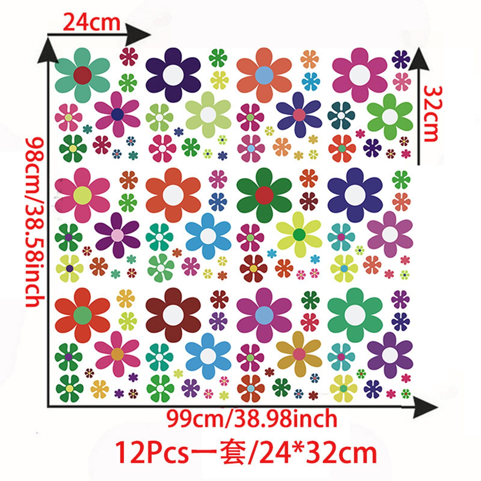 yuksok 12Pcs Colorful Flower Wall Sticker Aesthetic Vintage Daisy