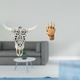 thumbnail image 2 of Escultura tribal de cabeza de toro para colgar en la pared, con manos entrelazadas, ideal para oficina, granja, dormitorio, estantería., 2 of 8