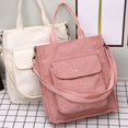 thumbnail image 3 of Vjnyvs Corduroy Shoulder Bag Women Vintage Shopping Bags Zipper Bookbag Handbags Casual Tote With Outside Pocket, 3 of 5