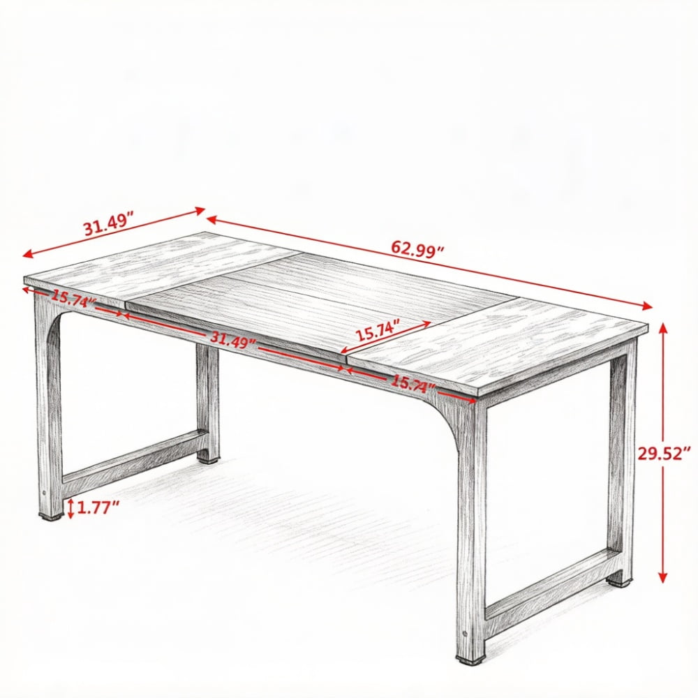 Modern Office Desk, Sturdy Metal Frame Computer Desk, Simple Writing Workstation, Spacious Desktop Multipurpose Study Laptop Table for Home Office, Bedroom, Study Room