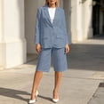 thumbnail image 4 of Ksrymi 2 Piece Sets for Women 2-Piece Blazer & Culottes Set – Solid Notch Lapel Button-Down Long Sleeve Blazer with Flap Pockets, Knee-Length Wide Leg Pants Jumpsuits for Women, 4 of 6