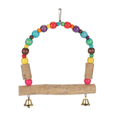 Xirurus Natural Wood Small and Medium Parrot Swing with Hook, Pet Bird Chewing and Playing Toy for Budgies, Cockatiels, and Lovebirds (5.9 inches / 15 cm)