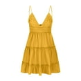 thumbnail image 6 of VKEKIEO Tshirt Dresses For Women Sun Dress V-Neck Sleeveless Solid Yellow M, 6 of 7