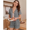 thumbnail image 4 of EKOUAER Womens Ribbed Knit Pajama Set Short Sleeve Soft Comfy Pj Set 2 Piece Lounge Set with Pockets Sleepwear, 4 of 6