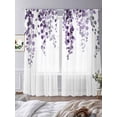 thumbnail image 3 of Purple Eucalyptus Leaves Sheer Curtains 84 Inch Length 2 Panels Set, Watercolor Botanical Summer Voile Window Treatment Rod Pocket Curtains Sheers Drapes for Bedroom/Living Room/Kitchen 52"x84"x2, 3 of 7