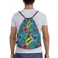 thumbnail image 2 of Drawstring Backpack - camouflage Dinosaur print Splash Proof Small Drawstring Gym Bag for Women Men, Cinch Sports String Bag Backpack for Travel Swimming Beach, 2 of 8