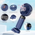 thumbnail image 2 of Ventilador personal, ventilador portátil para colgar en el cuello, 3000 mAh USB-C recargable, 5 modos de velocidad, potente ventilador de escritorio con base, tiempo de funcionamiento máximo, 2 of 5