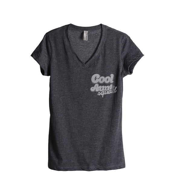 Cool Aunt Squad Women's Fashion Relaxed V-Neck T-Shirt Tee Charcoal Grey Large