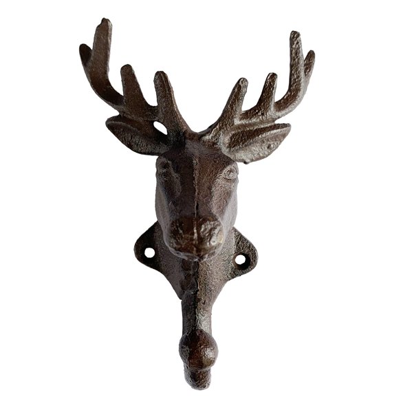 YUMBOR Rustic Heavy Duty Cast Iron Decorative Deer Wall Mounted Hooks Deer Antler Key Hat Holder Hanging Towel Key Coat Hook Rack Durable Iron Hanger Home Office Wall Decoration