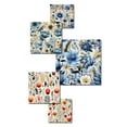 thumbnail image 3 of Designart "Blue Meadow Floral Tapestry" Floral Wall Art Set Of 5 - Blue Cottage Hallway Metal Art Print Set, 3 of 6