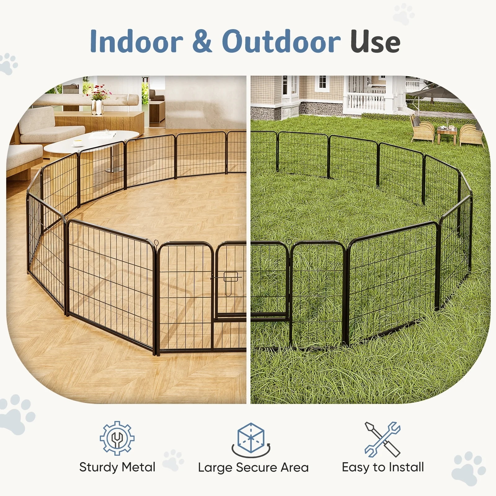 GIANNA Indoor Dog Playpen - Stress-Free and Safe Play, 24 Inch 8 Panels for Small and Medium Dogs