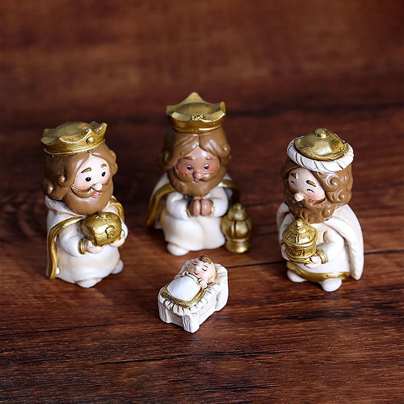 Leodye Mini Christmas Nativity Set,11 Pieces Little People Nativity Set,Christmas Decoration Miniature Nativity Set,Nativity Scene with Light 10 Rearrangeable Figurines Decor Tabletop Decor