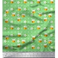 thumbnail image 1 of Soimoi Rayon Fabric Leaves,Floral & Honey Bee Clip Art Printed Fabric 1 Yard 42 Inch Wide, 1 of 1