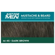 Just For Men Mustache & Beard, Beard Dye for Men with Brush Included, With Keratin Biotin Aloe and Coconut Oil for Healthy Facial Hair - Dark Brown, M-45, Pack of 1 (Packaging May Vary)