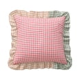 thumbnail image 2 of Linnome Plaid Ruffled Throw Pillow Three Color Patchwork Heart Decorative Cushion for Sofa Bedroom 17.72x17.72in, 2 of 7
