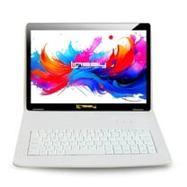 LINSAY 10.1"Octa Core 256GB Storage Android 15 Tablet with White Crocodile Style Keyboard