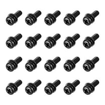 Uxcell M4 x 12mm Carbon Steel Phillips Pan Head Machine Screws Bolts Combine with Spring Washer and Plain Washers 20pack