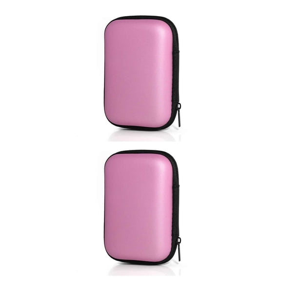 Seitruly Estuche de transporte para auriculares con cremallera Caja de almacenamiento para auriculares Cable de datos Bolsa de protección multiusos para Rosa 2piezas