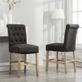 thumbnail image 6 of Roundhill Siena Counter Height Button Tufted Back Solid Wood Stools, Set of 2, Charcoal, 6 of 10