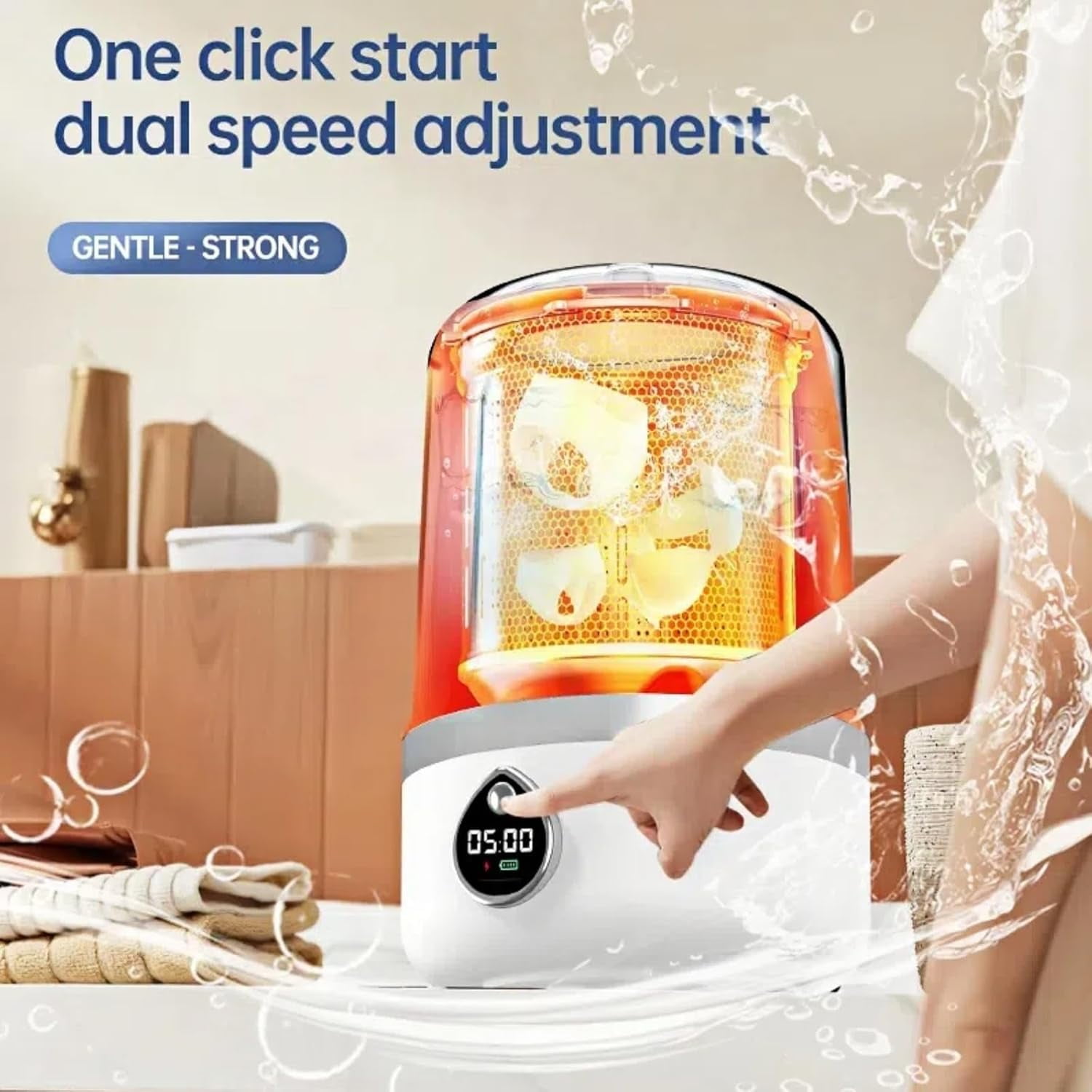 Underwear Washer, 1.4L Portable Washing Machine for Delicates & light garments, Cordless Small Laundry Machine for Baby Clothes, USB Charging Laundry Machine for Home, Apartment, RV, Camping,Travel